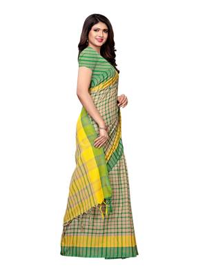Multicolor Woven Cotton Silk Sarees With Blouse 2