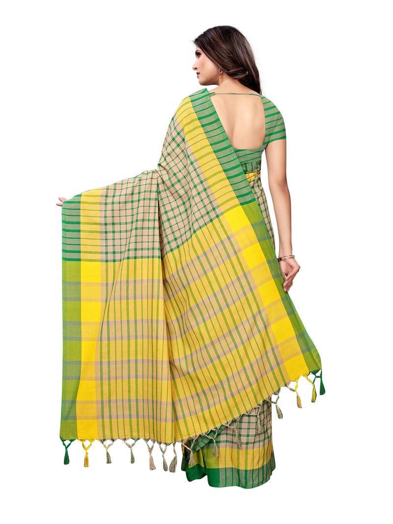 Multicolor Woven Cotton Silk Sarees With Blouse