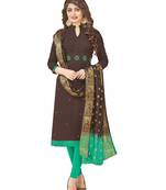 Brown hand embroidery cotton salwar