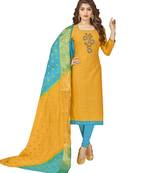 Yellow Hand Embroidery Cotton Salwar