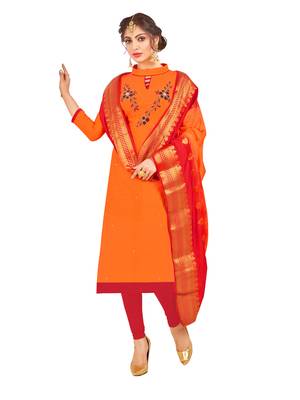 Orange hand embroidery cotton salwar 1