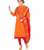 Orange hand embroidery cotton salwar