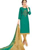 Green Hand Embroidery Cotton Salwar