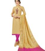 Beige Hand Embroidery Cotton Salwar