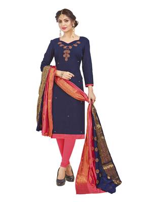 Navy-Blue Hand Embroidery Cotton Salwar 1