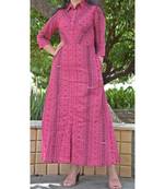 Pink Sambalpuri Ikat Cotton Long Dress