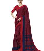 Maroon Printed Crepe Sarees With Blouse