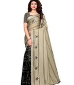 Beige Printed Shimmer Sarees With Blouse