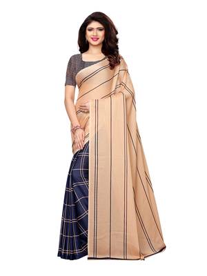Peach Printed Shimmer Sarees With Blouse 1