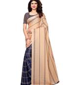 Peach Printed Shimmer Sarees With Blouse