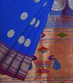Blue Paithani Silk Handloom Saree with All Over Buta Design