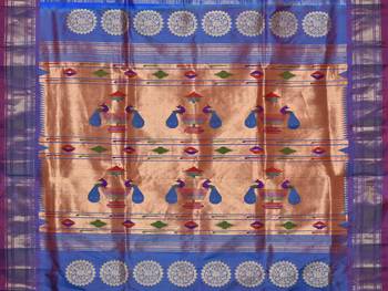 Blue Paithani Silk Handloom Saree with All Over Buta Design 3
