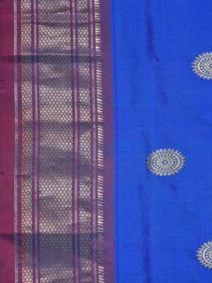 Blue Paithani Silk Handloom Saree with All Over Buta Design 4