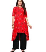 Red Printed Rayon Ethnic-Kurtis
