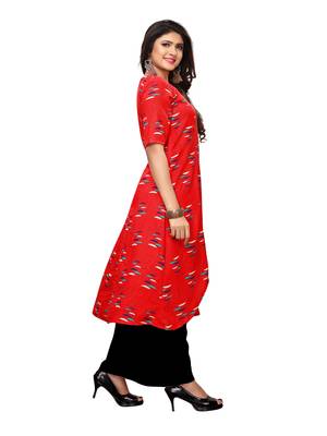 Red Printed Rayon Ethnic-Kurtis 3