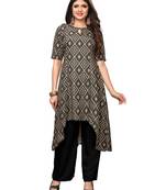 Grey Printed Georgette Ethnic-Kurtis
