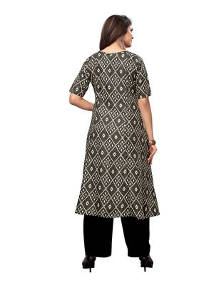 Grey Printed Georgette Ethnic-Kurtis 2