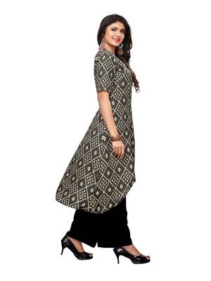 Grey Printed Georgette Ethnic-Kurtis 3