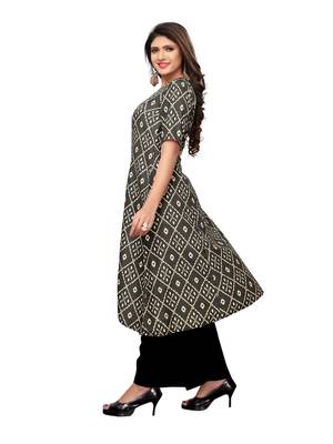 Grey Printed Georgette Ethnic-Kurtis 4
