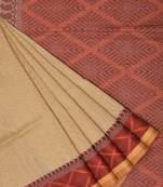 Cream Banaras Cotton Silk Handloom Saree with Border Design