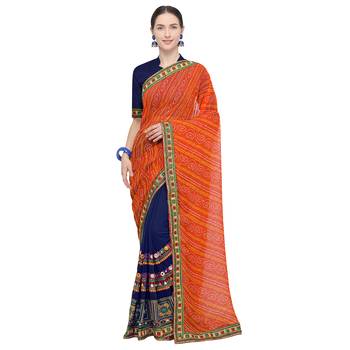 Multicolor embroidered georgette saree with blouse 1