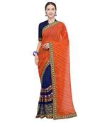 Multicolor embroidered georgette saree with blouse