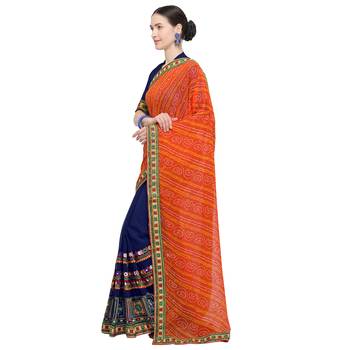 Multicolor embroidered georgette saree with blouse 2
