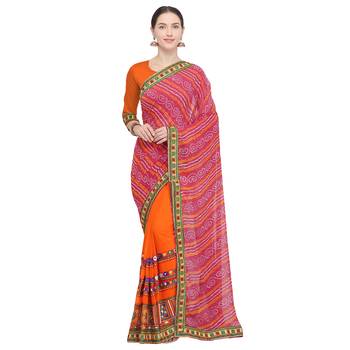 Multicolor embroidered georgette saree with blouse 1