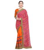 Multicolor embroidered georgette saree with blouse