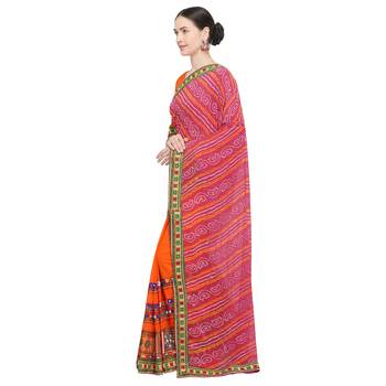 Multicolor embroidered georgette saree with blouse 2