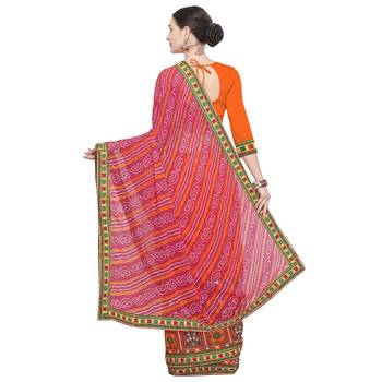 Multicolor embroidered georgette saree with blouse 3