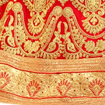 Red Bangalore Silk Self Designer Semi Stitched Lehenga Choli 5