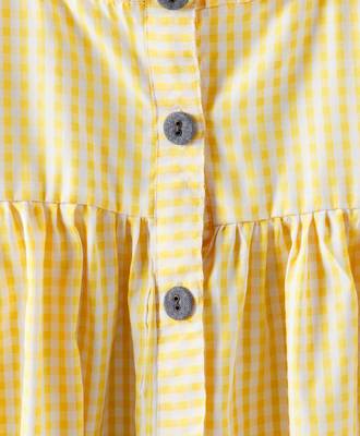 Yellow printed blended cotton kids frock 3