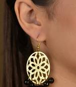 Gold Filigree Black Beaded Earrings