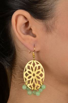 Gold Filigree Mint Beaded Earrings 1