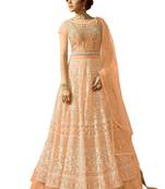 Orange embroidered net salwar with dupatta