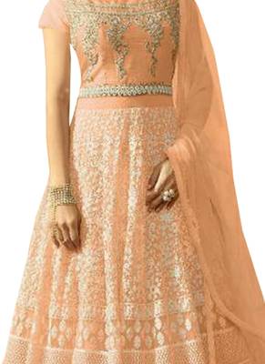 Orange embroidered net salwar with dupatta 2