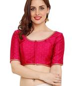 Pink Dupion Silk Readymade Padded Saree Blouse