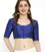 Royal Blue Dupion Silk Readymade Padded Saree Blouse