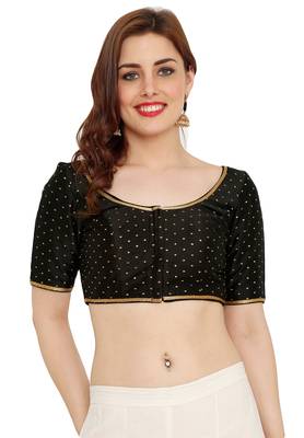 Black Dupion Silk Readymade Padded Saree Blouse 1