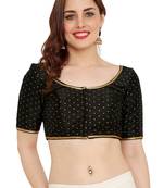 Black Dupion Silk Readymade Padded Saree Blouse
