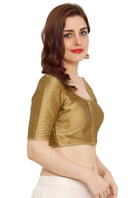 Copper Dupion Silk Readymade Padded Saree Blouse 3