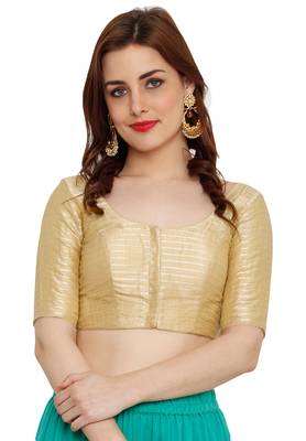 Gold Dupion Silk Readymade Padded Saree Blouse 1