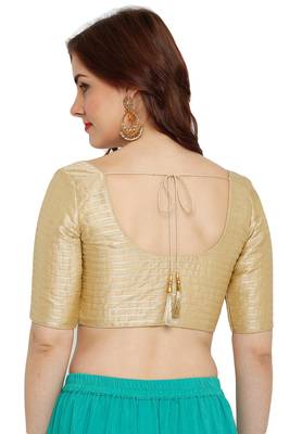 Gold Dupion Silk Readymade Padded Saree Blouse 2
