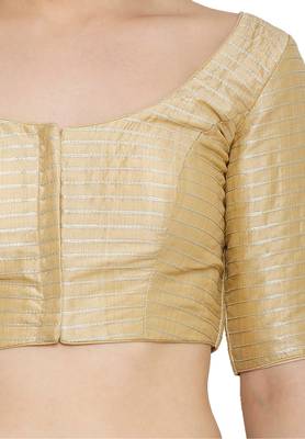 Gold Dupion Silk Readymade Padded Saree Blouse 4