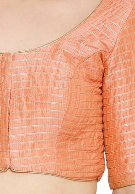 Peach Dupion Silk Readymade Padded Saree Blouse 4