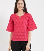 Pink printed cotton tops