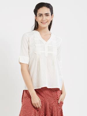 Off white plain cotton tops 1