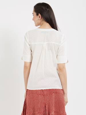 Off white plain cotton tops 2