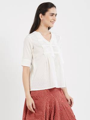 Off white plain cotton tops 4